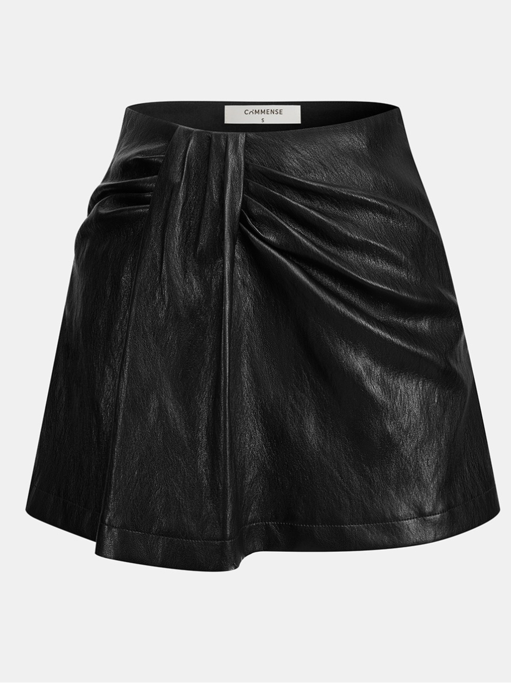 Commense Faux Leather Mini Skort Black Size Small